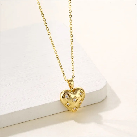Jewelry - 3/$45 Gold plated Hollow Heart Necklace